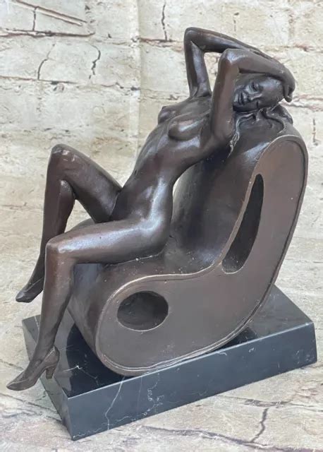 FEMMINA BRONZO NUDE Statuina Statua Naked Classico Lady Art Deco Scultura Figura EUR 192 34
