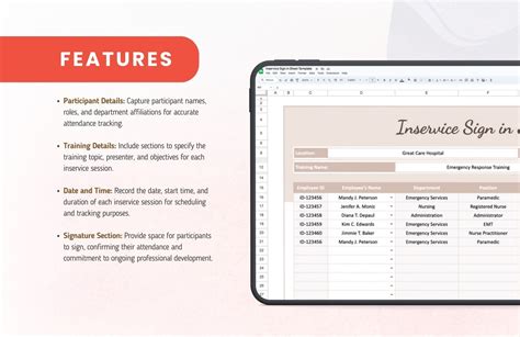 Inservice Sign in Sheet Template in Excel, Google Sheets - Download | Template.net