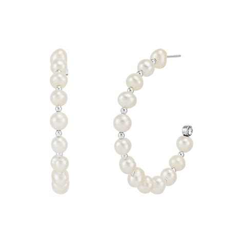 Silpada Shiny Cumulus Sterling Silver Pearl And Crystal Hoop Earrings