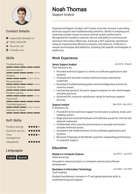 Support Analyst Resume Example For 2024 Top Templates CVDesigner Ai