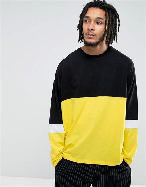 Asos Super Oversized Longline Long Sleeve T Shirt With Color Blocking