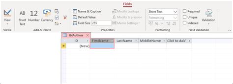 Microsoft Access Free Course Fields And Field Types