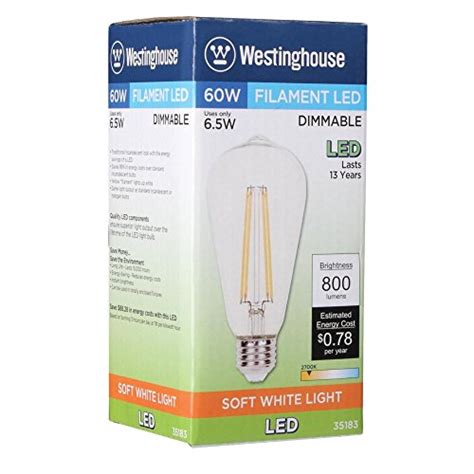 Westinghouse Lighting 3518300 60 Watt Equivalent St20 Dimmable Clear Filament Led Light Bulb