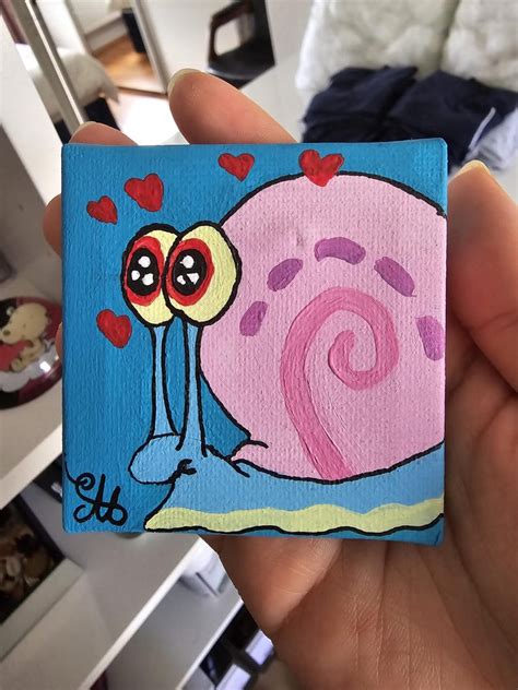 Gary the Snail is Spongebob's Pet Mini Canvas Painting - Etsy