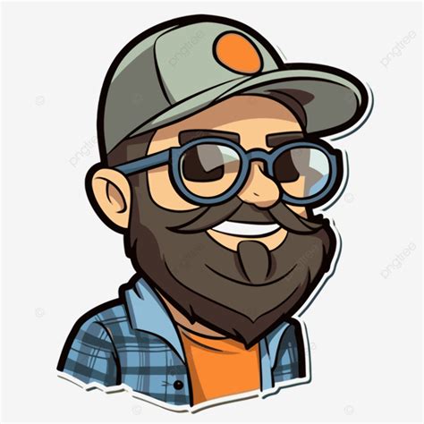 Cartoon Cartoon Man Beard Logo Vector Ai Vector Jpeg Bro Sticker