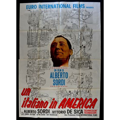 Manifesto UN ITALIANO IN AMERICA Alberto Sordi Vittorio De Sica Brenna