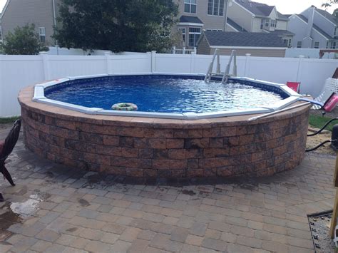 Ephenry Wall Stone Around Above Ground Swimming Pool Above Ground Pool