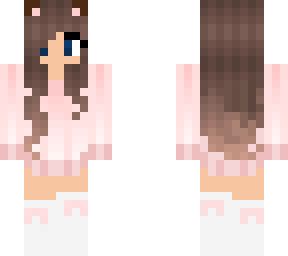 Cute pink cat girl blue eyes | Minecraft Skin