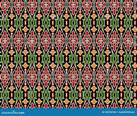 Ikat Geometric Folklore Ornament With Diamonds Tribal Ethnic Vector