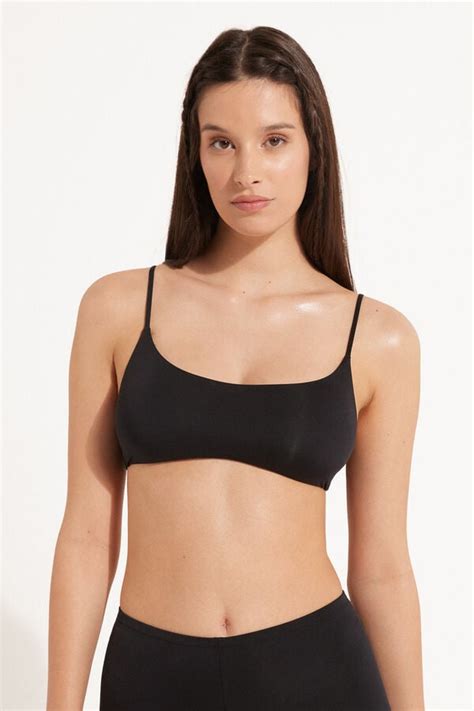 Top de bikini de microfibra reciclada con relleno extraíble Bikini sin mangas Mujer