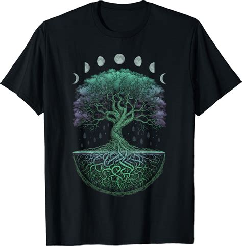 Yggdrasil Norse Tree Of Life Viking Celtic Moon Phases T Shirt