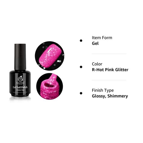 Beetles Esmalte De U As De Gel Reflectante Onzas Ml Color Rosa Con Purpurina Hot