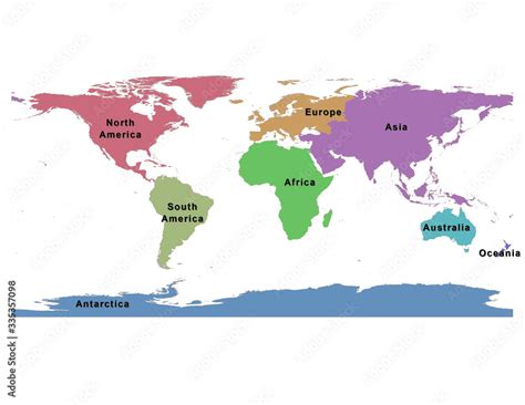 World map of eight continents-Global map Stock Illustration | Adobe Stock