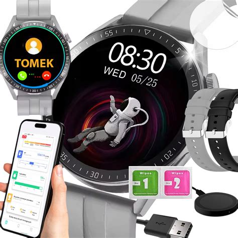 SMARTWATCH ZEGAREK POLSKIE MENU ROZMOWY SPORT SMART WATCH MĘSKI 2 PASKI