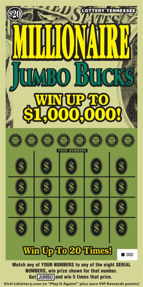 1962 Millionaire Jumbo Bucks Tennessee Lottery