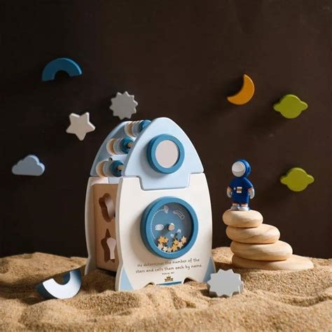 Glory Spaceship Wooden Rocket Shapes Sorter Littlelightcollective