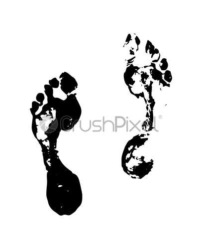 Tracks Of Bare Human Feet Black Silhouette On White Stock Vector