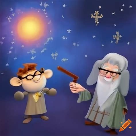 Artistic Rendition Of Heaven With Dumbledore And Carl Wheezer Amongst