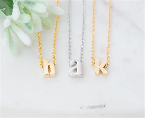 Dainty Initial Necklace Gold Lowercase Initial Silver Etsy