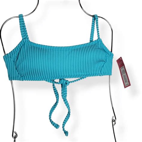 Xhilaration Blue Ribbed Bikini Top XS Junior 00 EBay