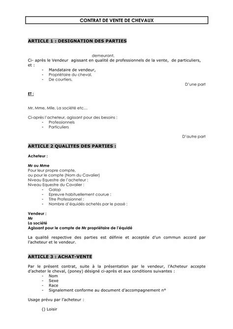 PDF Contrat De Vente De D Un Cheval De Retard Du Montant Total De