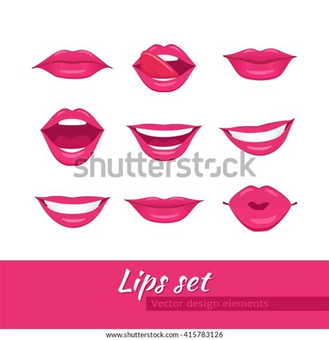 Woman Lips Set Mouth Kiss Smile Stock Vector Royalty Free