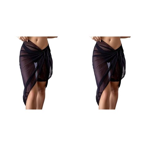 Pack Women Sheer Wrap Knot Waist Skirt Cover Up Skirt Beach Wrap Bikini Shiny Wraps Cover Ups