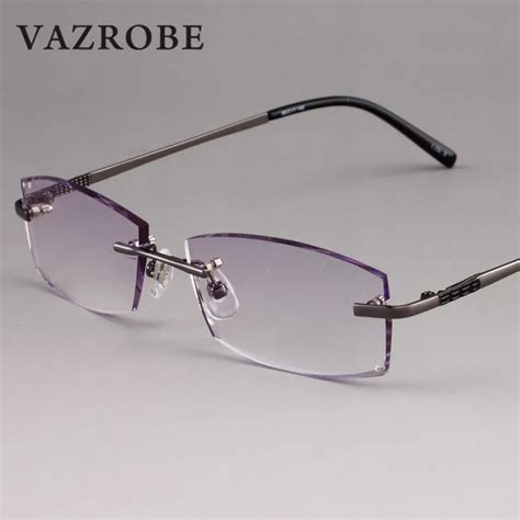 Vazrobe Rimless Glasses Men Trimming Eyeglasses Frames Man Prescription Spectacles Gradient Lens