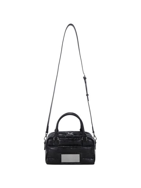 MUSINSA MATIN KIM FAUX LEATHER BABY SPORTY TOTE BAG IN BLACK