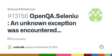 OpenQA Selenium WebDriverException An Unknown Exception Was