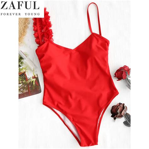 Zaful Women Sexy Low Back One Piece Swimsuit Stereo Flower Swimwear Summer Backless Beach