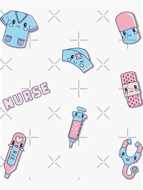 Kawaii Hospital Medical Pattern T For Nurses Sticker For Sale By Tamgustam Redbubble