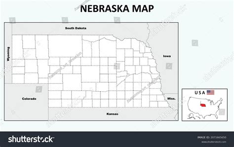 Nebraska Map Political Map Nebraska Boundaries Stock Vector (Royalty ...