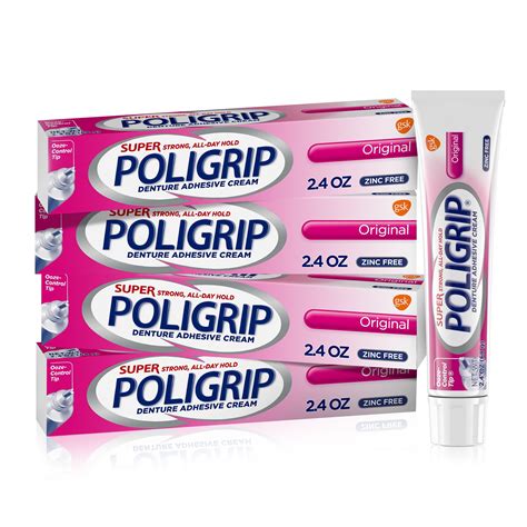 Super Poligrip Original Denture Adhesive Cream 2 4 Ounces Pack Of 4