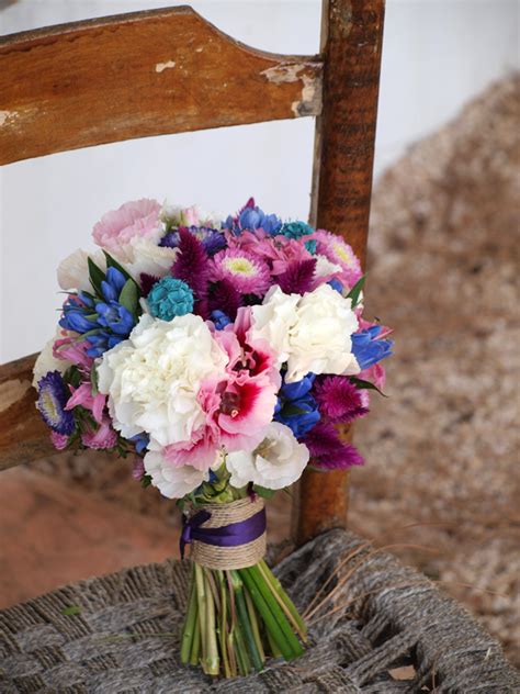 Ramo De Novia En Tonos Rosas Azules Y Blancos