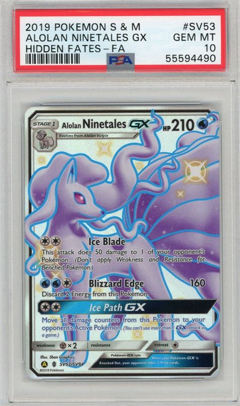 Mavin Pokemon Alolan Ninetales Gx Hidden Fates Ultra Rare Fa Sv Psa