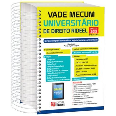 Livro Vade Mecum Universitário De Direito Rideel 2013 Submarino