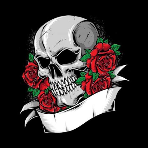 Premium Vector Red Skull Roses Logo Skulls And Roses Skull