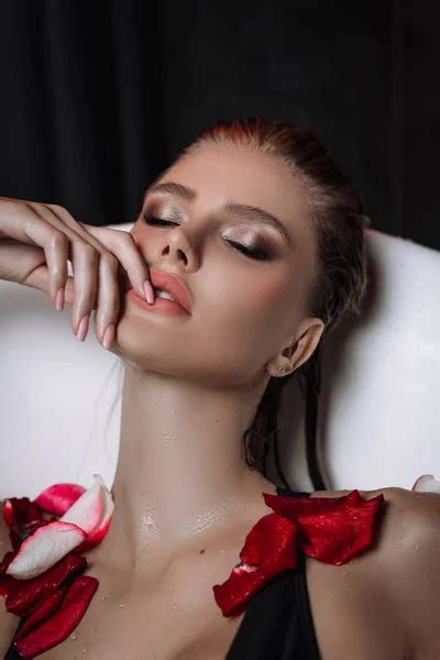 Sexy Blonde Bathroom Rose Petals Stock Photo By Irinanevaa Gmail 226578856