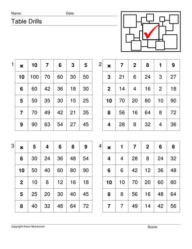 Teaching Resources Worksheets Table Drills Maths Times Tables