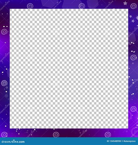 Vector Galaxy Square Photo Frame On Transparent Background With Copy