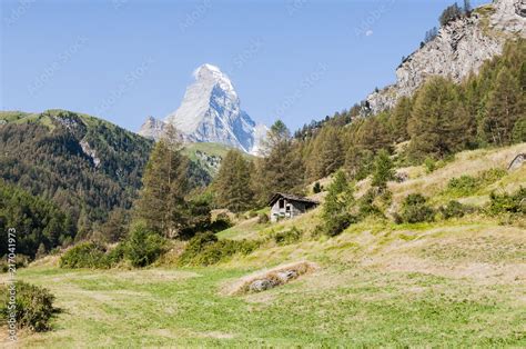 Zermatt Furi Zmutt Wanderweg Zum See Blatten Wallis Matterhorn