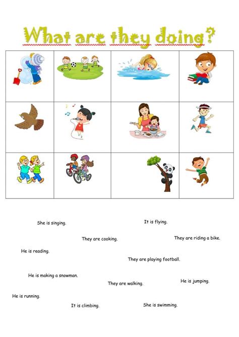 What are they doing? - Interactive worksheet | English lessons for kids ... 