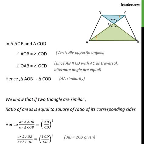 Question 2 - Diagonals of a trapezium ABCD with AB || DC