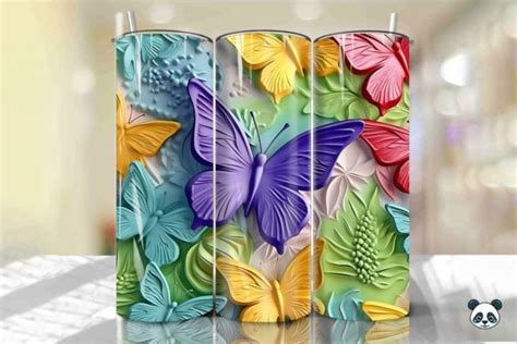 25 Colorful 3d Butterfly Tumbler Wrap Png Diseños Y Gráficos