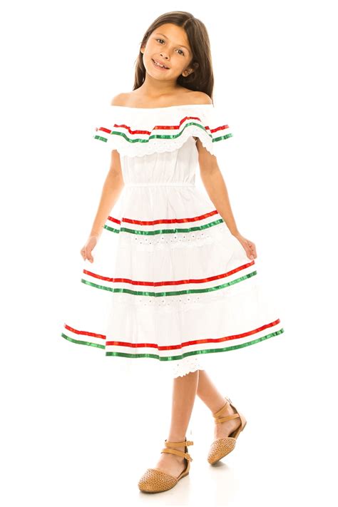 Unik Girl S Traditional Mexican Cinco De Mayo Fiesta Dress White 4