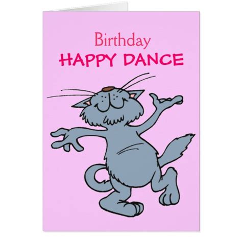 Happy Dance Happy Birthday Dancing Cartoon Cat Card | Zazzle.com