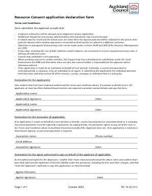 Fillable Online Resource Consent Application Declaration Form Fax Email