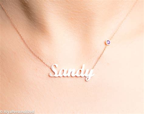 Gold Name Necklace With Birthstone Personalized Jewelry Personalized ...