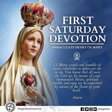 First Saturday Devotion To The Immaculate Heart Of Mary O